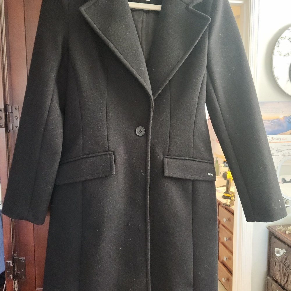 DKNY Classic Black Trench Coat